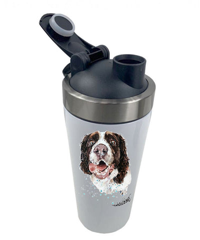 Springer Spaniel  500ml Steel Shaker Bottle/Travel Mug.Springer Spaniel shaker bottle,Springer Spaniel bottle gift, Spaniel travel mug