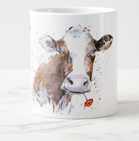 Large Poppy Cow Ceramic Mug 15 oz- Cow Coffee Mug,Cow mug gift ,Cow Mug, Cow Mug, Cow lover, Cow lover gift, Cow Gift for her,Gift for him