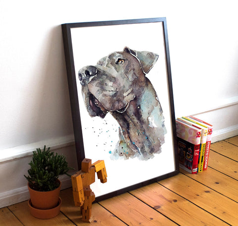 Great Dane Majestic " Print Watercolour.Great Dane, Great Dane Art, Great Dane Print,Great Dane wall hanging,Great Dane watercolour Print