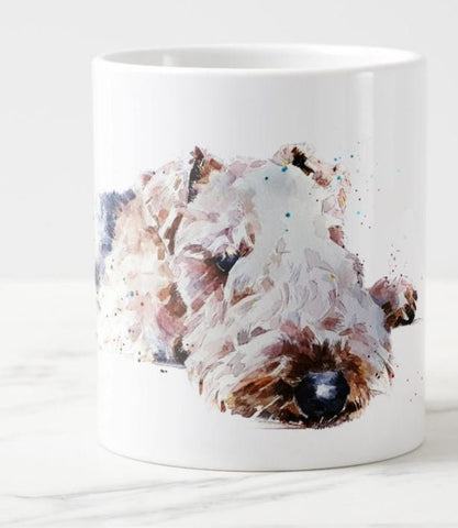 Lakeland Terrier Reclined Ceramic Mug 15 oz- Lakeland Terrier Coffee Mug, Lakeland Terrier mug gift ,Lakeland Terrier Cup