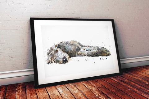 Irish Wolfhound Reclined"Print Watercolour,Irish Wolfhound art,Irish Wolf Houndprint, Irish Wolfhound watercolour, Irish Wolfhound art print