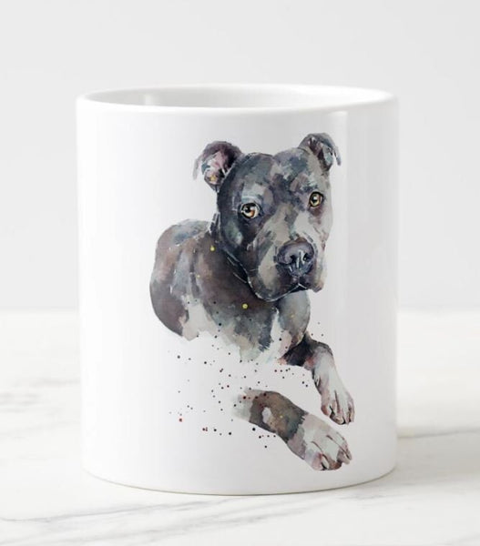 Large Blue Staffordshire Terrier Ceramic Mug 15 oz- Blue Staffie  Coffee Mug, Staffie mug gift ,Staffordshire Terrier Cup, Staffie Art Cup