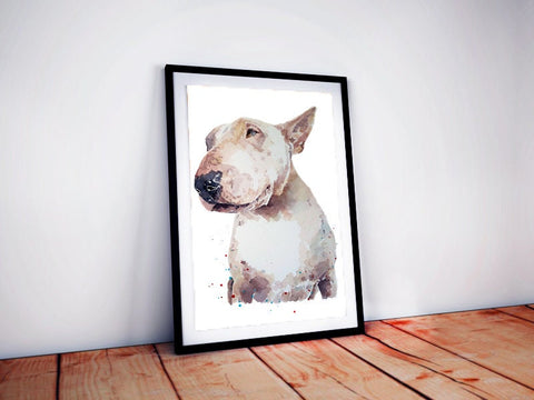 White English Bull Terrier - Watercolour Print.Bull Terrier art,Bull Terrier print,Bull Terrier watercolour,Bull Terrier wall art