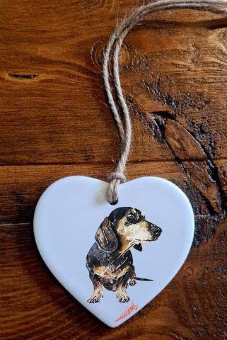 Dachshund/Doxie Ceramic Heart  - Dachshund/Doxie Ceramic decoration, Dachshund/Doxie Ceramic ornament,Dachshund/Doxie Ceramic heart