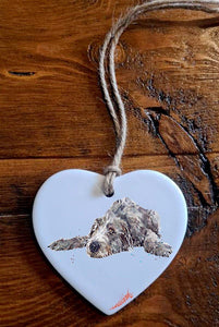 Irish Wolfhound ceramic heart - Irish Wolfhound Christmas ornament, Irish Wolfhound decoration, Irish Wolfhound ornament