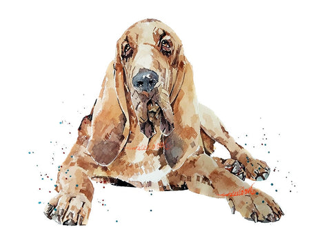 Bloodhound Soulful " Print Watercolour. Bloodhound art,Bloodhound print,Bloodhound watercolour,Bloodhound wall art,Bloodhound decor.