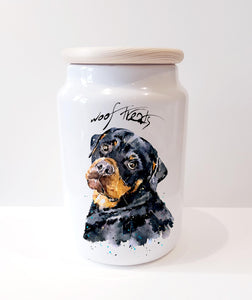 Rottweiler Ceramic Treats Jar.Rottweiler Canister,Rottweiler jar.Rottweiler treats container,Rottweiler goodies jar,Rottweiler snack jar