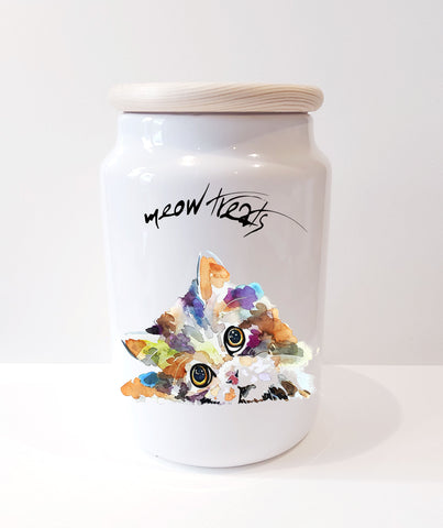 Cat Ceramic Treats Jar. Cat Canister, Kitten Canister, Cat jar, Cat treats container,Cat food storage