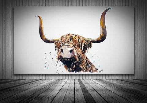 Highland Cow Close up " Canvas Print Watercolour.Highland Cattle canvas art,Scottish Highland Cattle,Wall Art Cattle Canvas, Cattle Wall Art