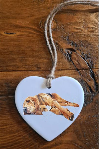 Bloodhound Passed Out Ceramic Christmas Tree Heart -Christmas ornament, Bloodhound  decoration, Bloodhound ornament,Bloodhound ceramic heart