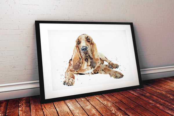 Bloodhound Soulful " Print Watercolour. Bloodhound art,Bloodhound print,Bloodhound watercolour,Bloodhound wall art,Bloodhound decor.