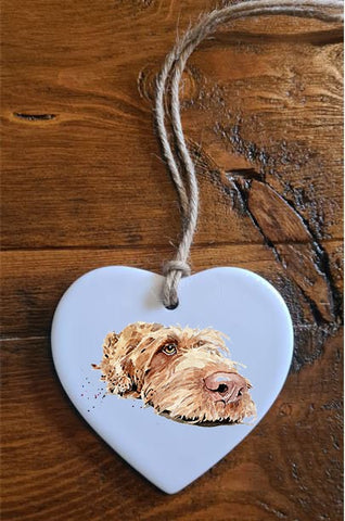 Wirehaired Vizsla Chilled out ceramic heart  -  Wirehaired Vizsla decoration, Vizsla ornament,Vizsla ceramic heart