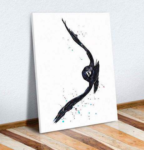 Return of the Raven " Canvas Print Watercolour.Raven art,Raven print,Raven watercolour,Raven wall decor,Raven home decor,Raven artwork