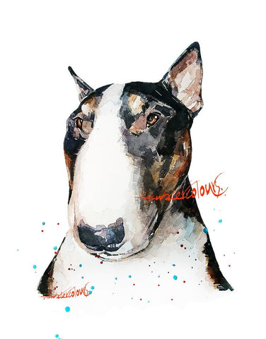 Tri Colour English Bull Terrier - Watercolour Print.Bull Terrier art,Bull Terrier print,Bull Terrier watercolour,Bull Terrier wall art