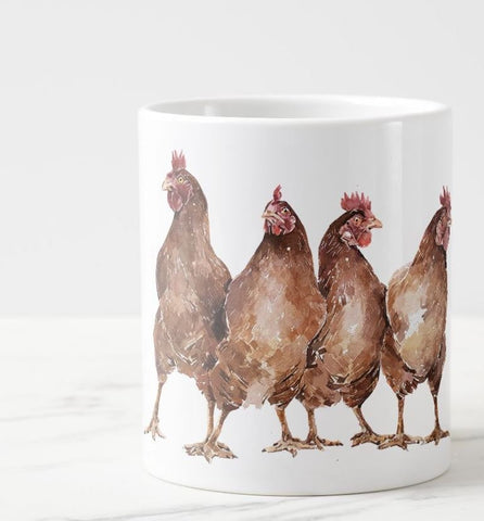 Chickens 2 Large  Ceramic Mug 15 oz- Chickens Coffee Mug, Chickens mug gift ,Chickens Mug,hens tea mug