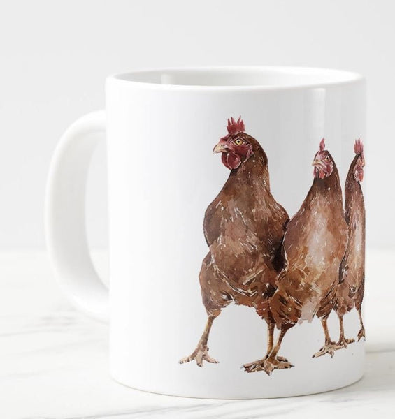 Chickens 2 Large  Ceramic Mug 15 oz- Chickens Coffee Mug, Chickens mug gift ,Chickens Mug,hens tea mug