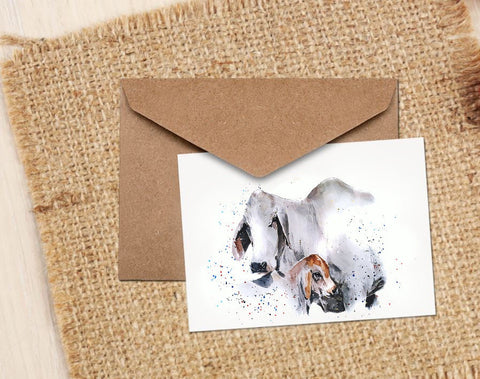 White Brahman Cattle Greeting/Note Card.Brahman Cattle cards,Brahman Cattle note cards, Brahman Cattle greeting cards