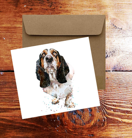 Basset Hound Square Greeting Card-Basset Hound card,Basset Hound card ,Basset Hound greetings card
