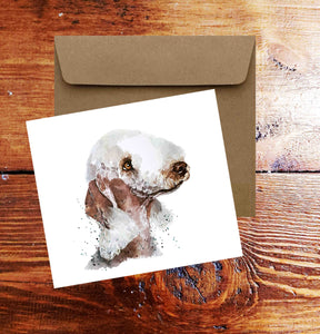 Bedlington Terrier II Square Greeting Card-Bedlington Terrier card,Bedlington Terrier card ,Bedlington Terrier greetings card