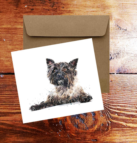 Cairn Terrier II Square Greeting Card- Cairn Terrier Dog card, Cairn Terrier Dog card ,Cairn Terrier Dog greetings card