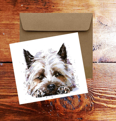 Cairn Terrier III Square Greeting Card- Cairn Terrier Dog card, Cairn Terrier Dog card ,Cairn Terrier Dog greetings card