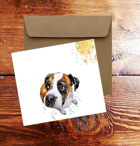 German Boxer Square Christmas Card(s) Single/ Pack of 6.German Boxer cards,German Boxer greetings card,German Boxer Xmas card