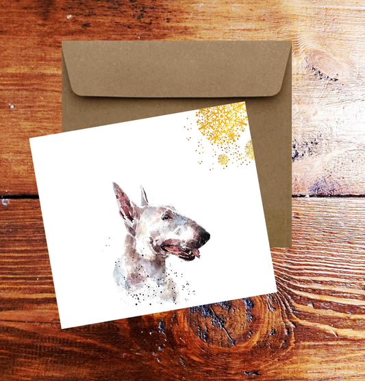 White Bull Terrier Christmas Card | Dog Lover Gift | Edswatercolours