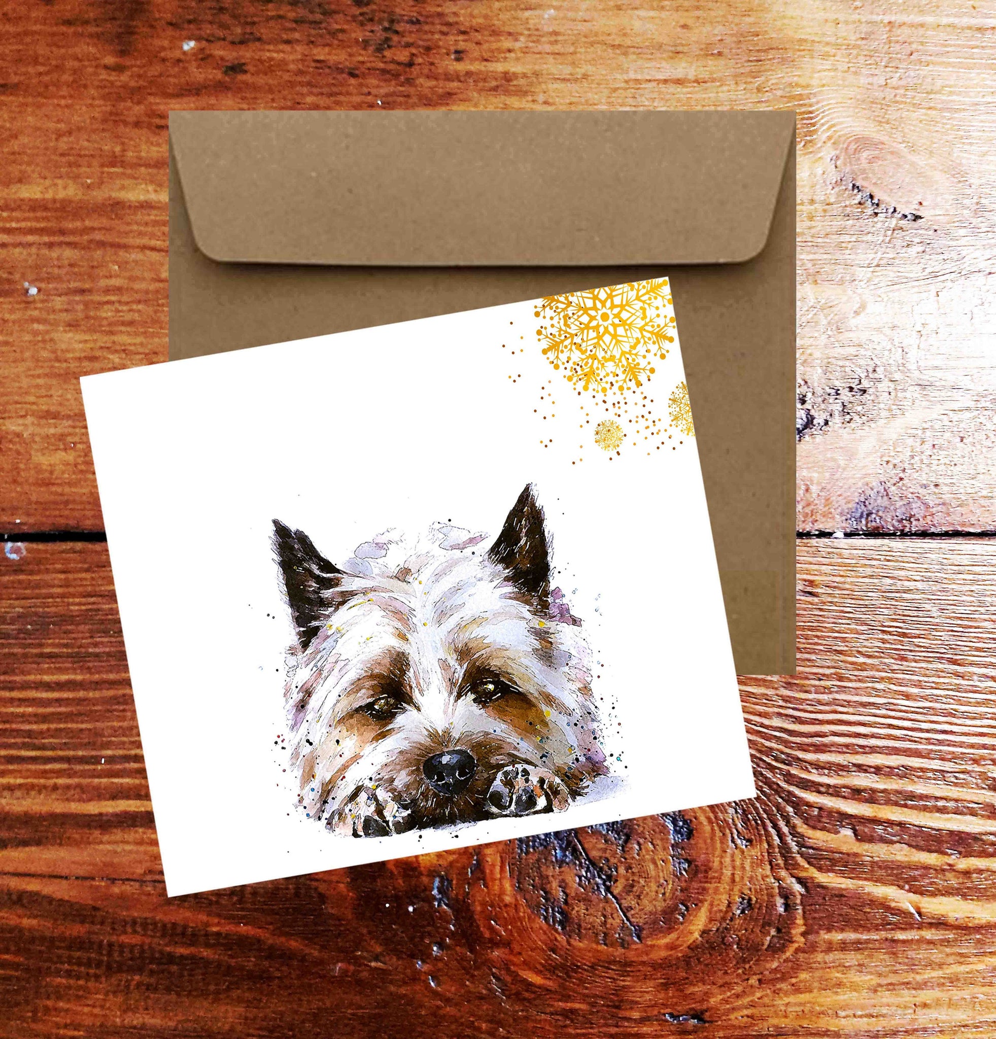 Cairn Terrier Square Christmas Card(s) Single/ Pack of 6.Cairn Terrier  cards,Cairn Terrier  greetings card,Cairn Terrier  Xmas card