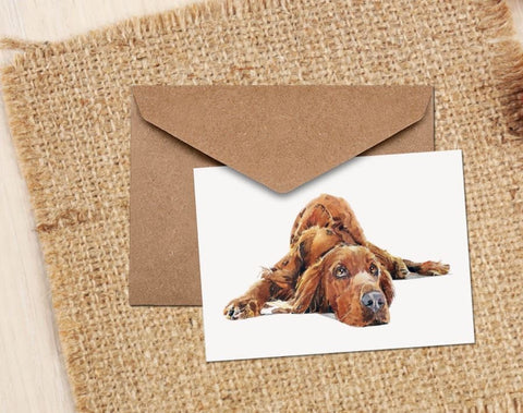 Red Setter Greeting/Note Card.Red Setter cards,Red Setter note cards, Irish Setter greeting cards,Red Setter greetings cards