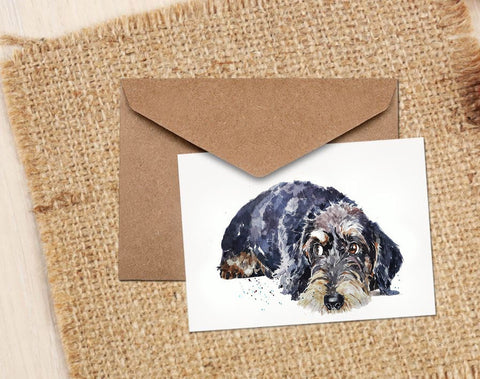 Wirehaired Dachshund I Greeting/Note Card/Christmas Card.Wirehaired Dachshund cards,Wire Dachshund cards,Wirehaired Dachshund greeting cards