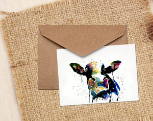 Rainbow Cow Greeting/Note Card.Dairy Cow cards,Dairy Cow note card, Dairy Cow Art greeting cards