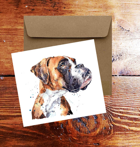 German Boxer Dog Square Greeting Card-German Boxer Dog card,German Boxer Dog card ,German Boxer Dog greetings card