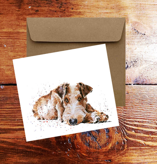 Irish Terrier II Greeting Card | Dog Lover Gift | Edswatercolours
