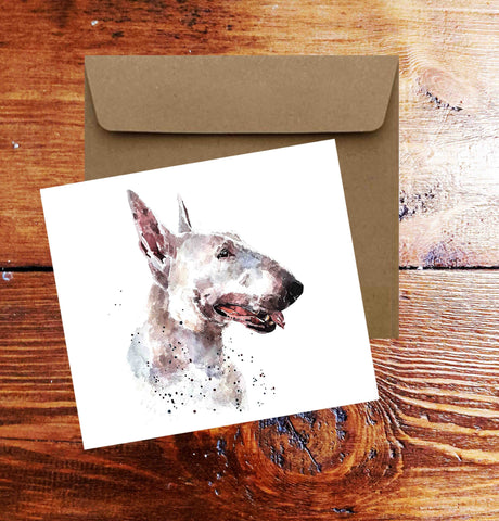 White Bull Terrier  Greeting/Note Card.Bull Terrier  card,Bull Terrier card, Bull Terrier  greeting card,Bull Terrier  Dog greeting card