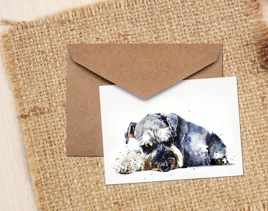 Schnauzer Greeting Card | Dog Lover Gift | Edswatercolours
