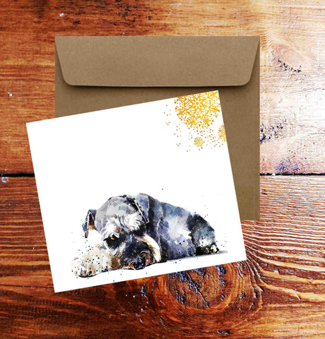 Schnauzer Terrier Square Christmas Card(s) Single/ Pack of 6.Schnauzer Terrier  cards,Schnauzer Terrier greetings card,Schnauzer Xmas card