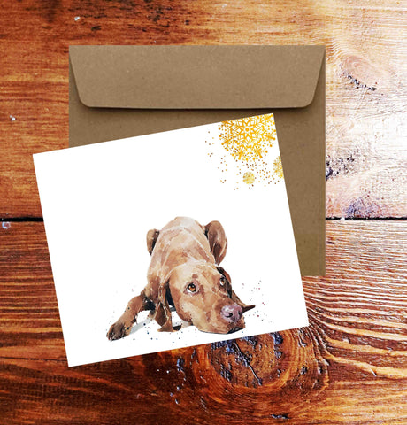Vizsla Art Square Christmas Card(s)Single/ Pack of 6.Vizsla Watercolour cards,Vizsla greetings card,Vizsla Xmas cards