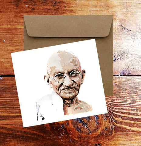 Mahatma Gandhi Greeting Card .Mahatma Gandhi Watercolour art card,Mahatma Gandhi art Greeting Card,Mahatma Gandhi  watercolor Greeting Card