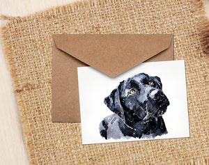 Black Labrador Watercolour Art Note/Greeting Card - Black Labrador Greeting card,Black Labrador Note card, Black Labrador watercolor Card