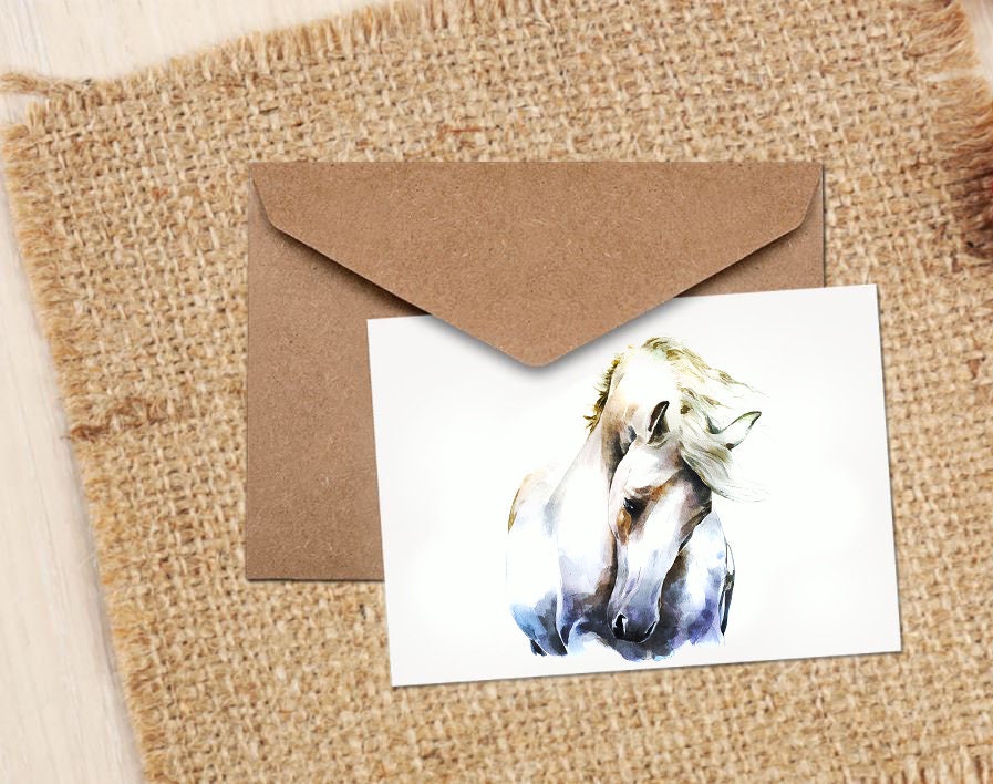 White Horse Greeting Card | Wildlife Gift | Edswatercolours