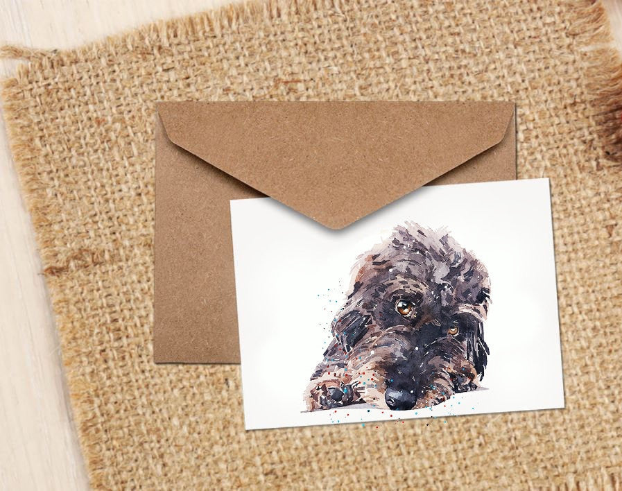 Brown Wirehaired Dachshund Greeting/Note Card.Dachshund cards,Dachshund note cards, Dachshund Art greeting cards