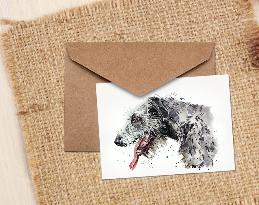 Irish Wolfhound The Thinker Greeting/Note Card.Irish Wolfhound Cards,Irish Wolfhound Art cards, Irish Wolfhound greetings cards