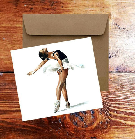 Ballerina Greeting Card .Ballerina Watercolour art card,Ballerina art Greeting Card,Ballerina watercolor Card