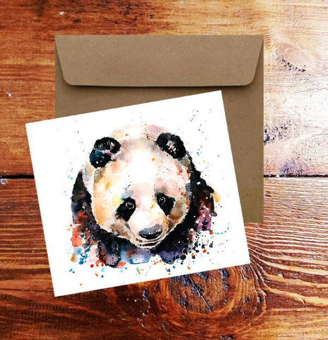 Panda Bear Greeting Card .Panda Bear Watercolour art card,Panda Bear art Greeting Card,Panda Bear watercolor Card