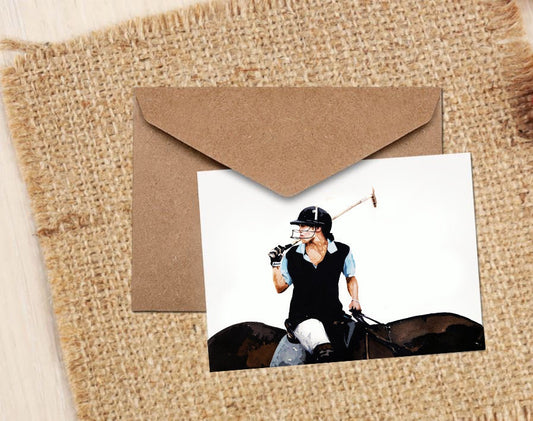 Female Polo Rider III Greeting Card | Art Gift | Edswatercolours