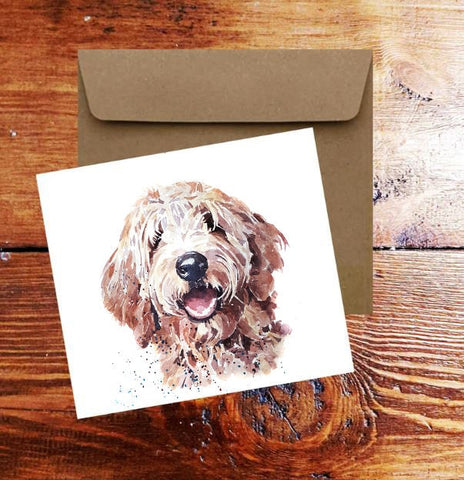 Goldendoodle II Greeting/Note Card.Goldendoodle cards,Goldendoodle note cards, Goldendoodle Art greeting cards