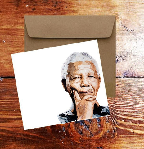 Nelson Mandela Art Greeting Card .Nelson Mandela Watercolour art card,Nelson Mandela art Greeting Card,Nelson Mandela watercolor Card
