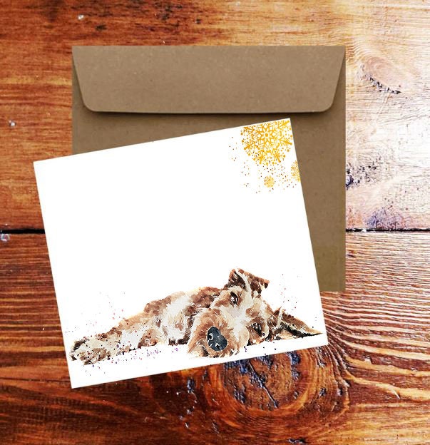 Irish Terrier III Square Christmas Greeting Card- Irish Terrier  Dog card, Irish Terrier  Dog card ,Irish Terrier  Dog greetings card
