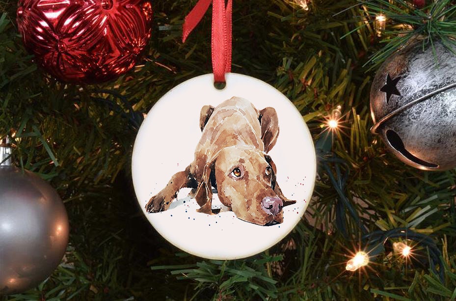 Vizsla Ceramic Circle Tree Decoration.Vizsla Xmas Tree Decoration, Vizsla Christmas Tree Ornament,Vizsla Xmas Tree Decoration