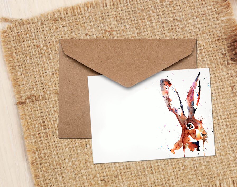 Hare Greeting Card | Wildlife Gift | Edswatercolours